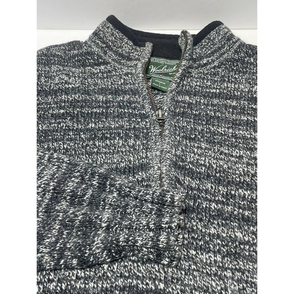 Woolrich Wool Blend Sweater Womens Charcoal Heather Pullover 1/4 Zip Size L - Picture 1 of 5